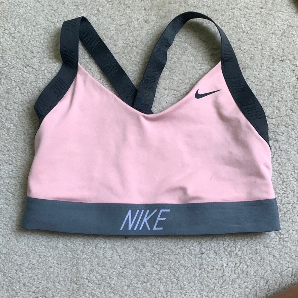 Nike cross back bra pink and silver